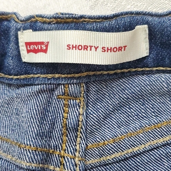 Levi's Blue Denim with Red Hearts Shorty Shorts Girls Size 6X Regular - Picture 7 of 9